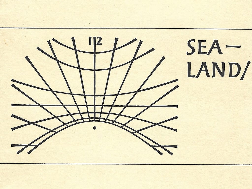 Meshed horizontal and vertical lines by Ian Hamilton Finlay